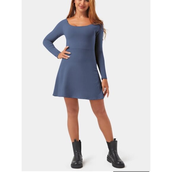 Halara Long Sleeve 2-in-1 Pocket Mini Tennis Active Dress Sz Small Womens Blue - Picture 6 of 7